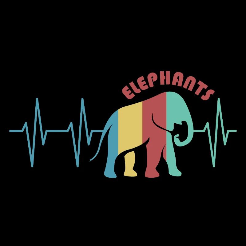 puls bunter elefant Tiere Rüssel retro Farben icon
