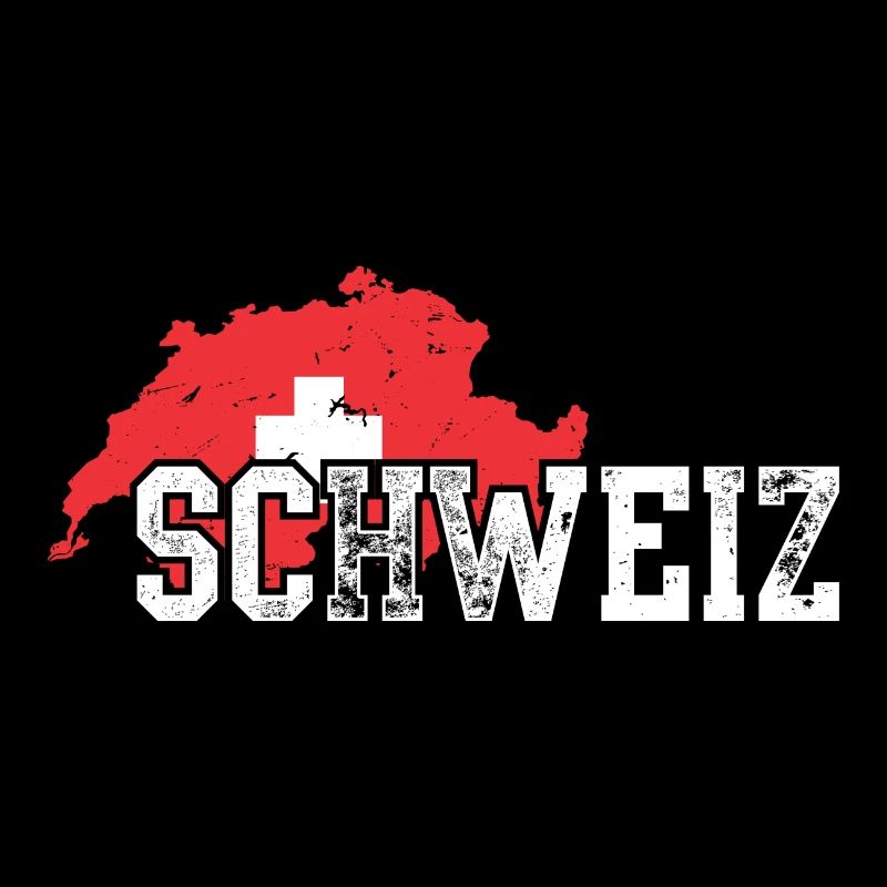 Schweiz Bold Map with White Cross