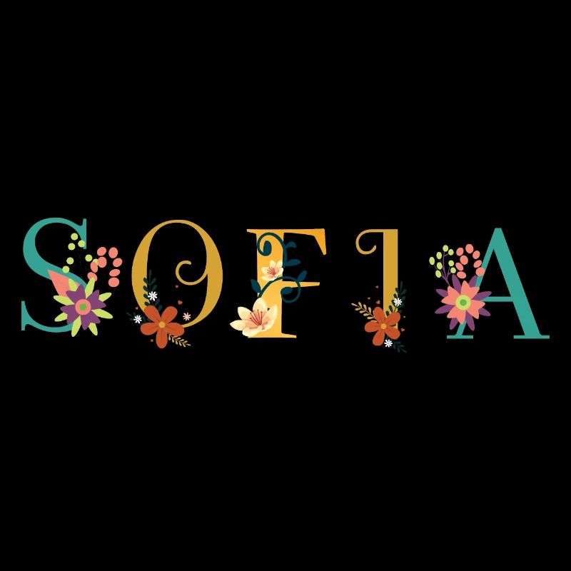 SOFIA Namenskunst mit gestickten Blumen