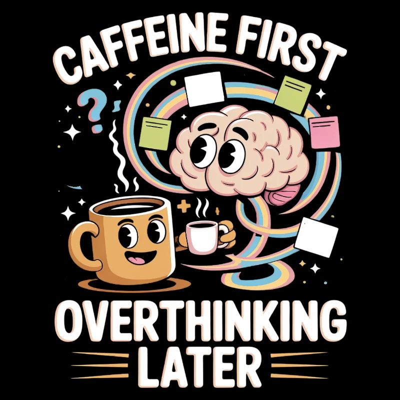 Caffeine and Overthinking Funny Coffee Quote