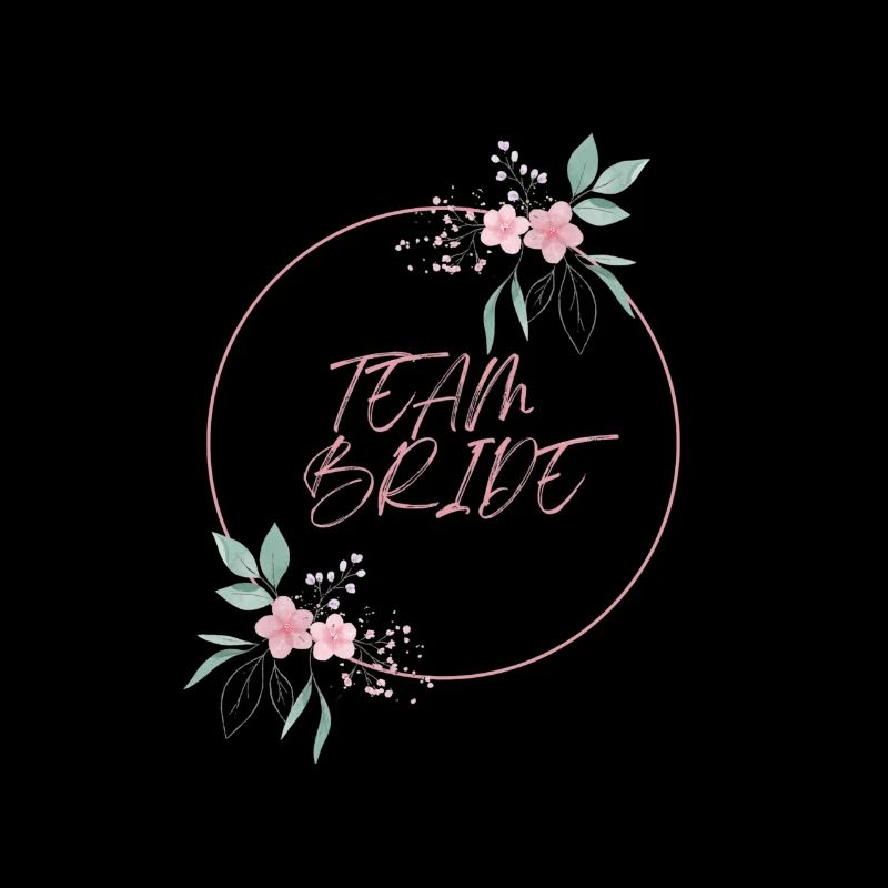 Team Bride Pink Circle Flowers Plain