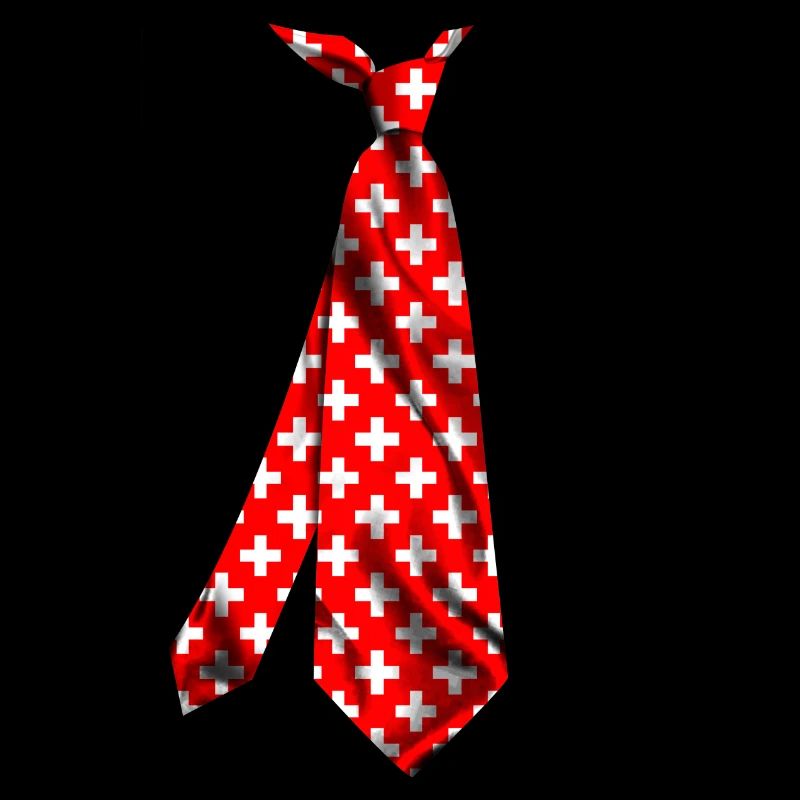 cravate imprimée design drôle drapeau de la Suisse
