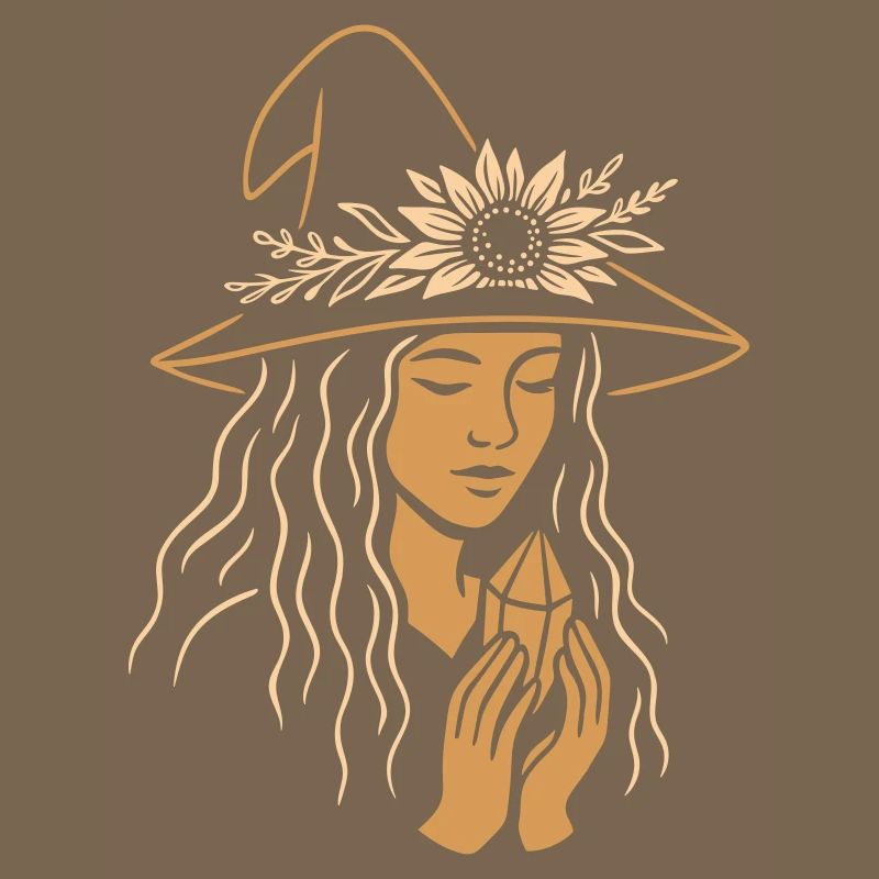 Sorcière en été avec cristal - Midsummer Litha