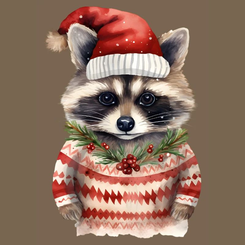 Waschbär Weihnachtspullover