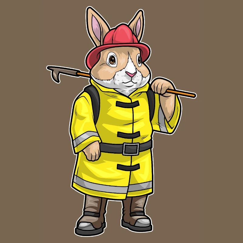 Rabbit Firefighter Tearing Hook Fire Brigade