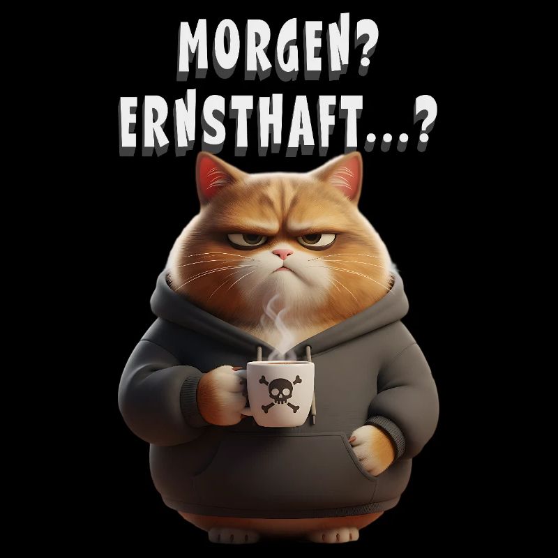 Chat du matin agacé avec un motif de café