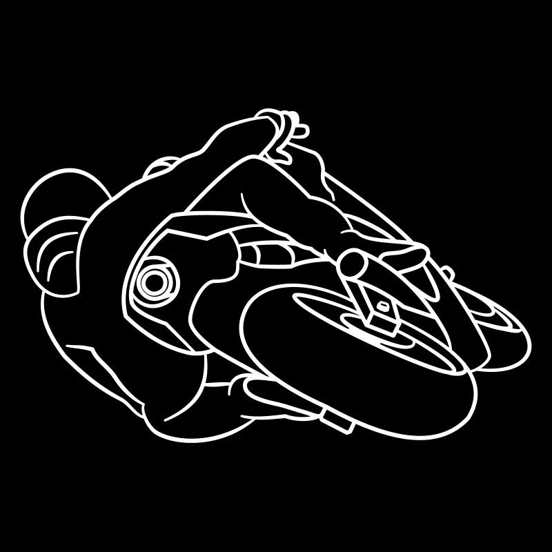 Moto de course en position inclinée - de derrière, lumineuse