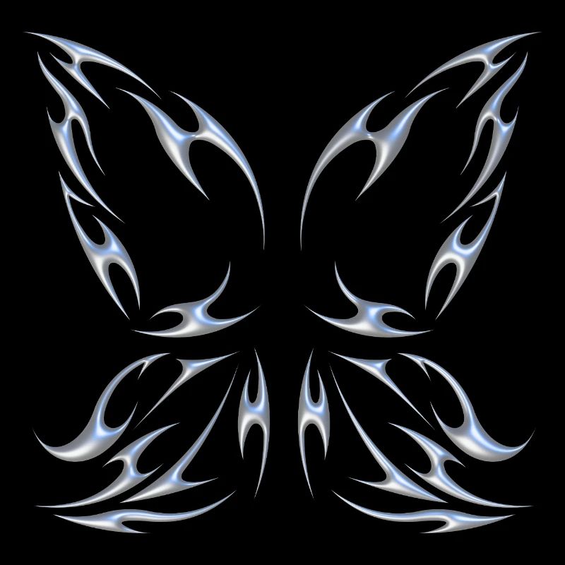 Chrome métallisé ailes de fée papillon design