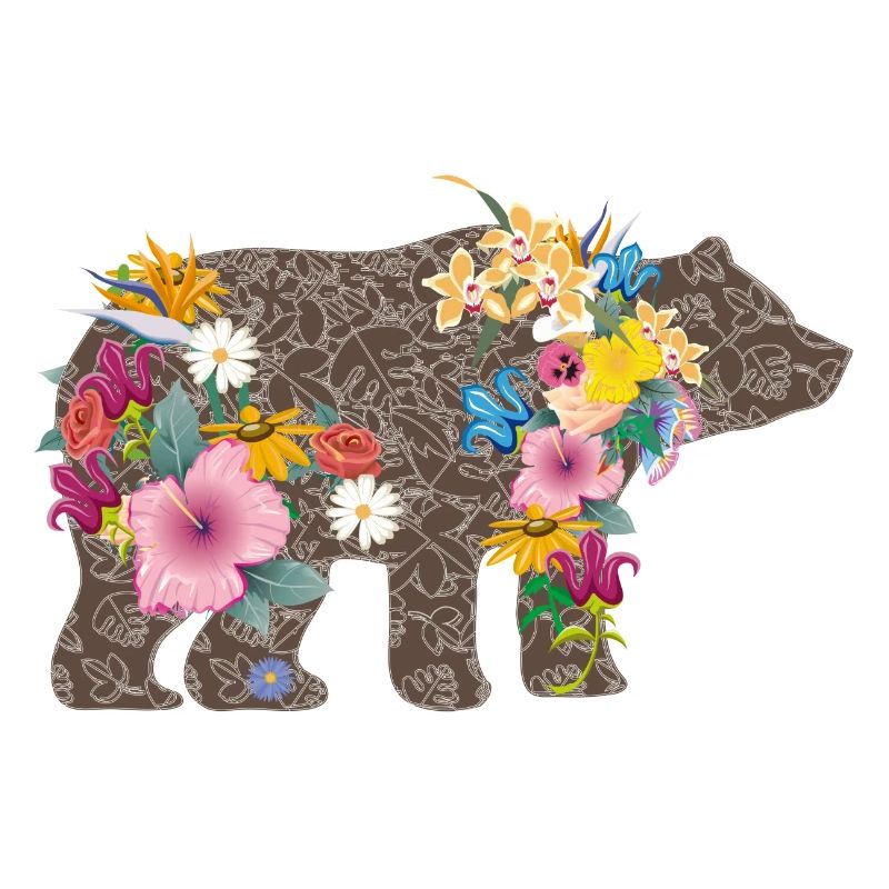 A bear with flowers