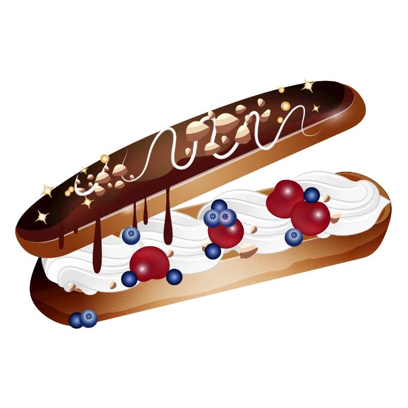 Illustration eines gefüllten Eclairs mit Beeren