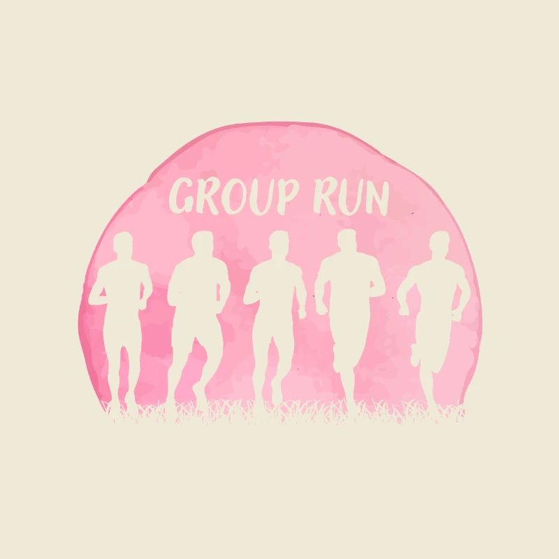 Course de groupe Course de groupe en équipe avec de l’herbe et de la lune