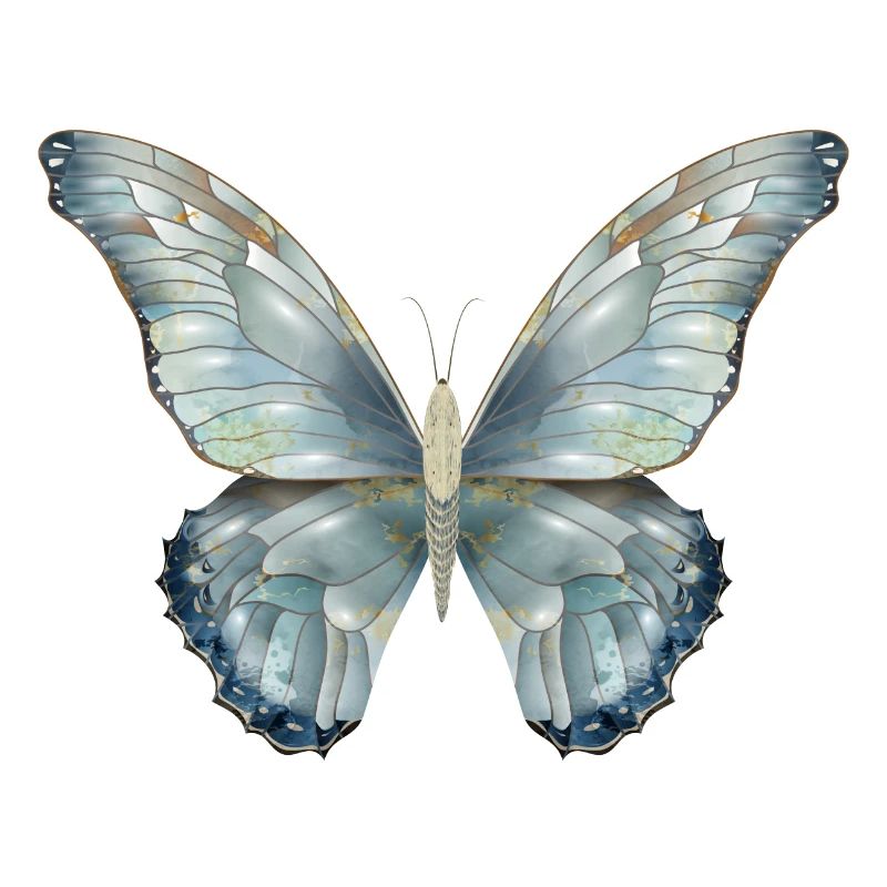 Papillon dans de délicates nuances de bleu peint à la main