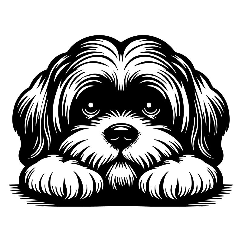 Tête de Lhassa Apso avec pattes