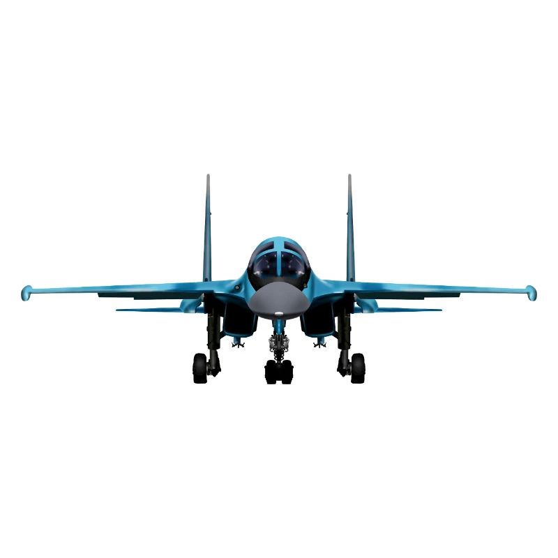 Blauer Kampfjet Frontansicht