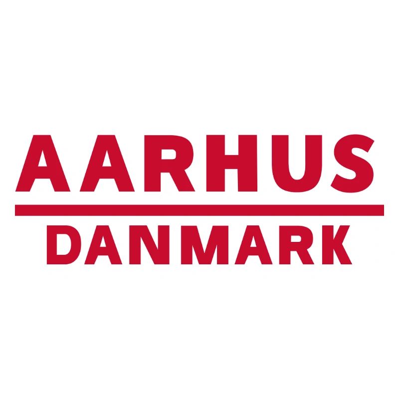 Aarhus Denmark Text logo in red