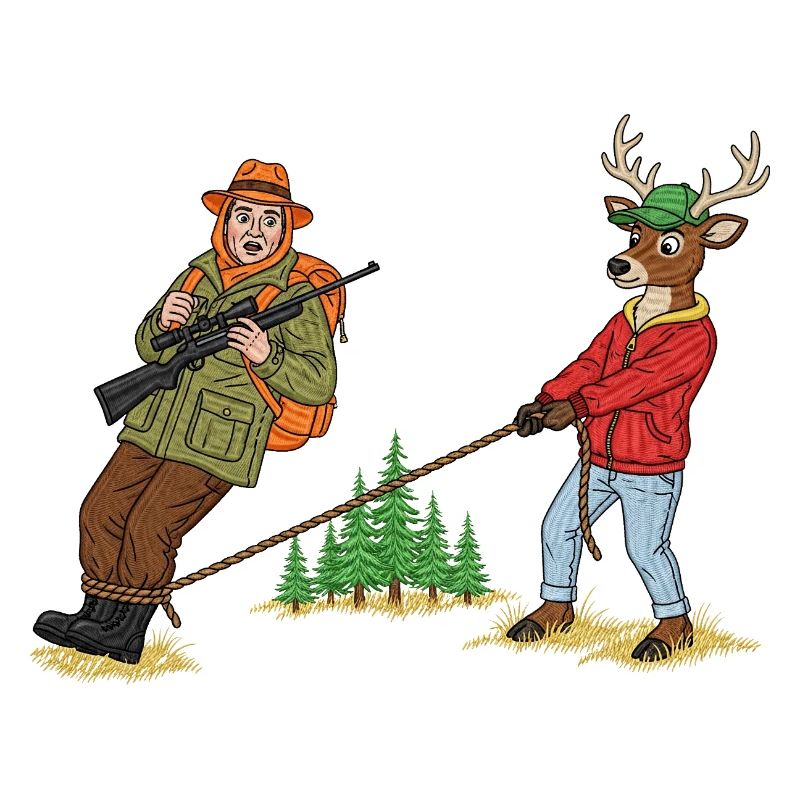 Forest Tug Duo: Hunter & Deer