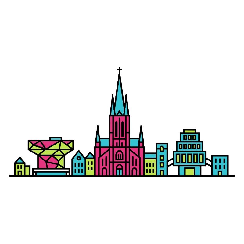 Antwerpener Stadtskyline-Kathedrale Moderne Linienkunst
