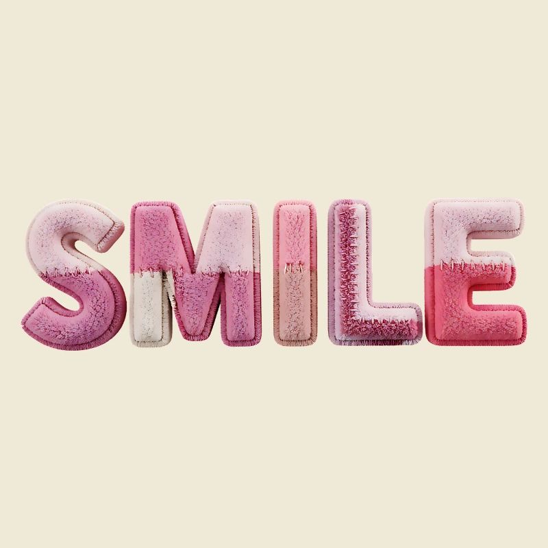 Plüsch Smile Schriftzug Patchwork Trend