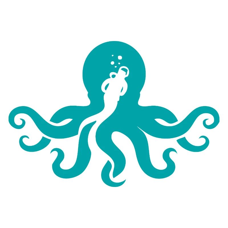 Turquoise Octopus Silhouette