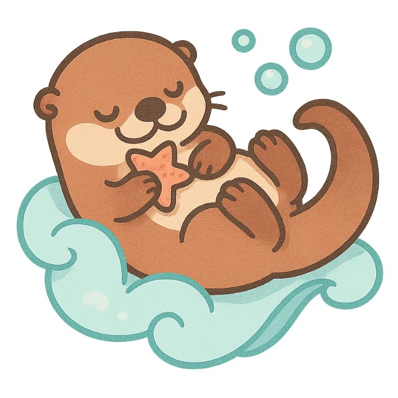 Kawaii Otter mit Seestern