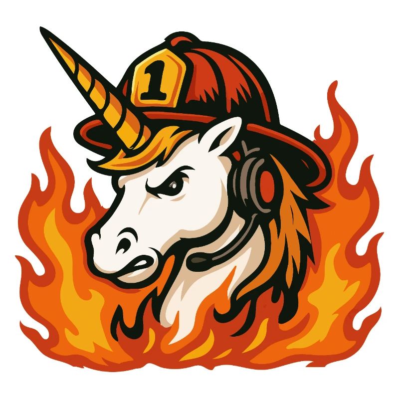 Flammender Einhorn-Feuerwehrmann