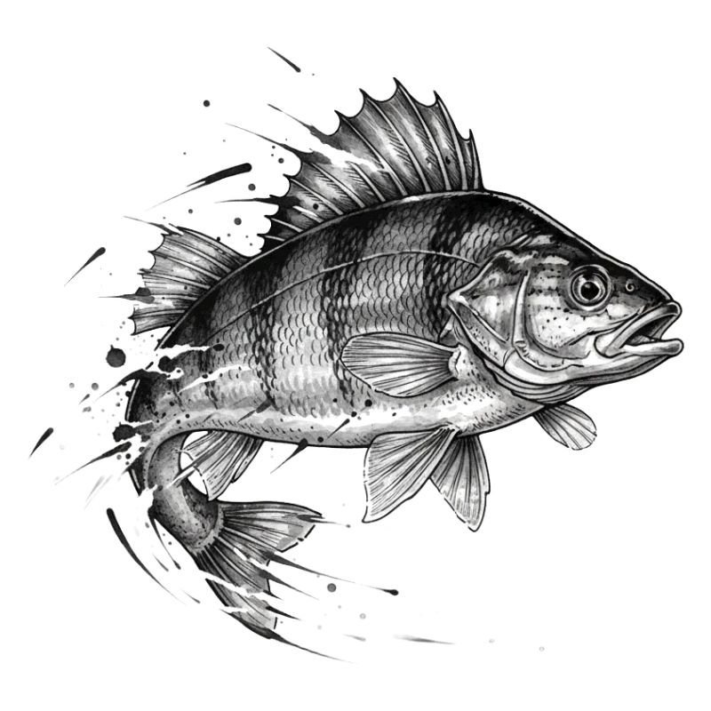 Perche Perch Ink Tattoo Vector de pêche