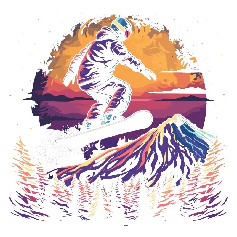 Graphique rétro snowboarder