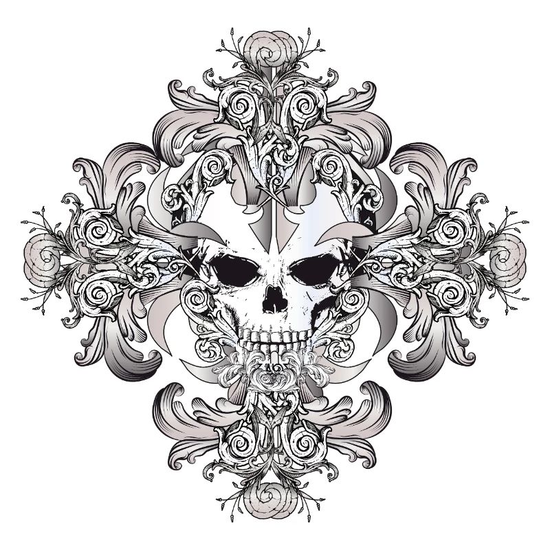 Decorated skull ornament with Gothic flair