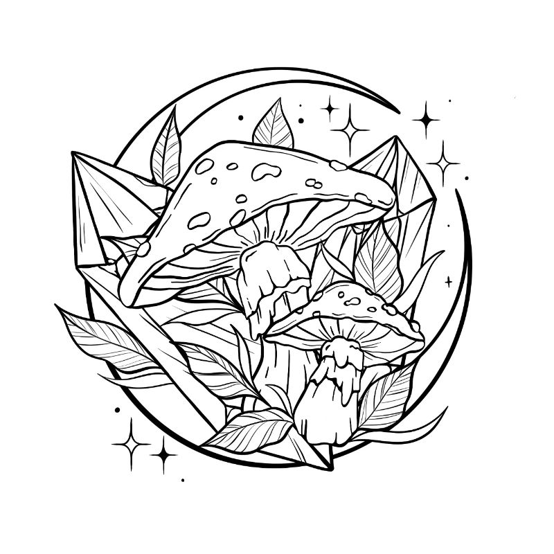 Witchy Toadstool with Magic Crystal