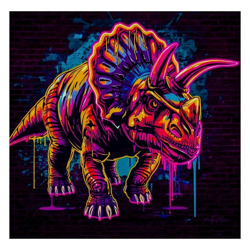Graffiti Tricératops néon