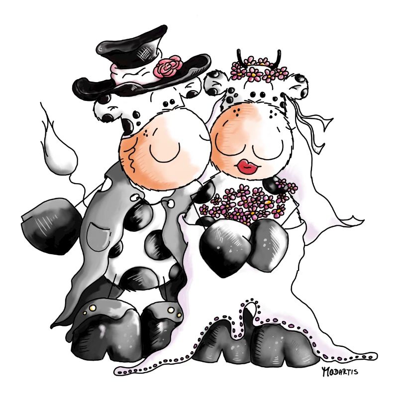 Kuh Hochzeit - Braut - Bräutigam