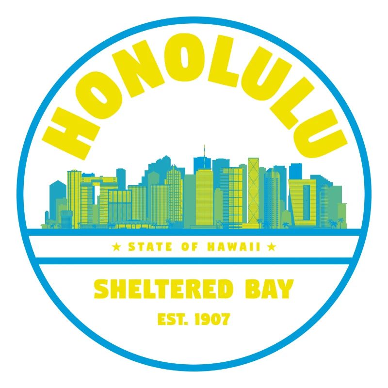 Honolulu Skyline Retro Abzeichen