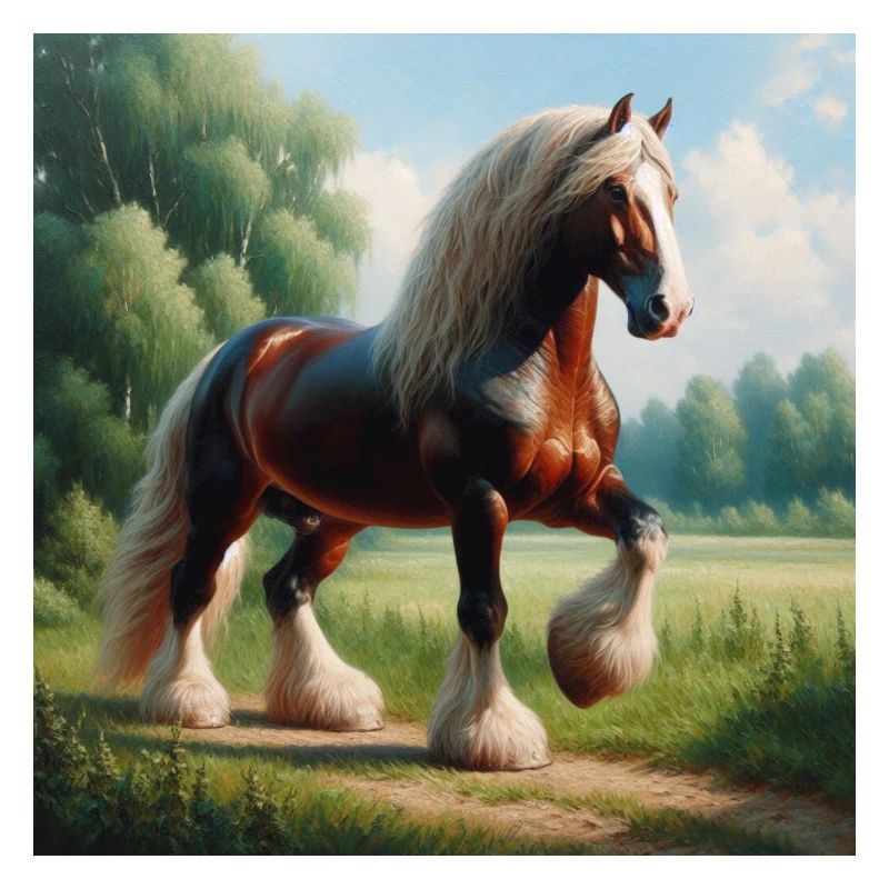 Aquarelle Cheval Percheron