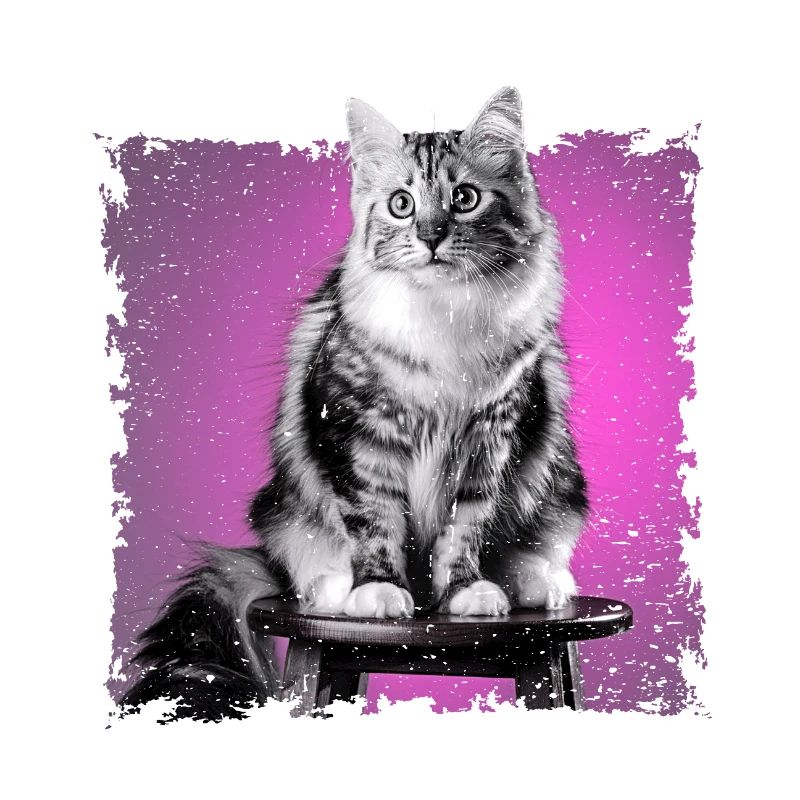 Cat Sitting on Stool | frayed edge