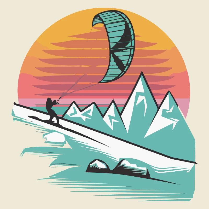 Snowkiting Minimalist Sunset