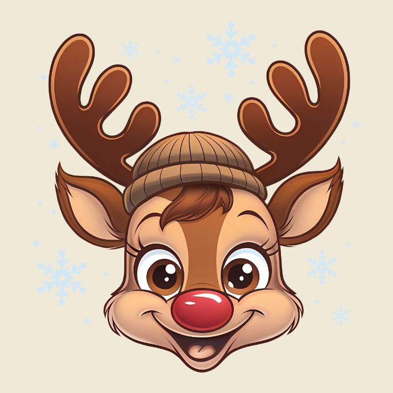Cute Reindeer Boy with Woolen Hat