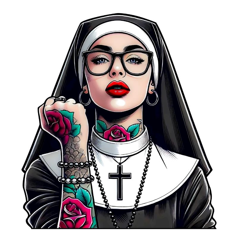 Religieuse avec tatouage