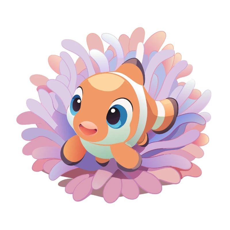 Poisson-clown bébé dans son anémone