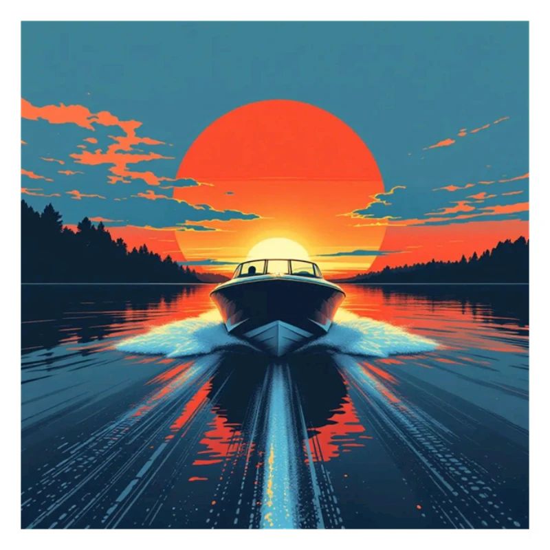 Boot im Sonnenuntergang