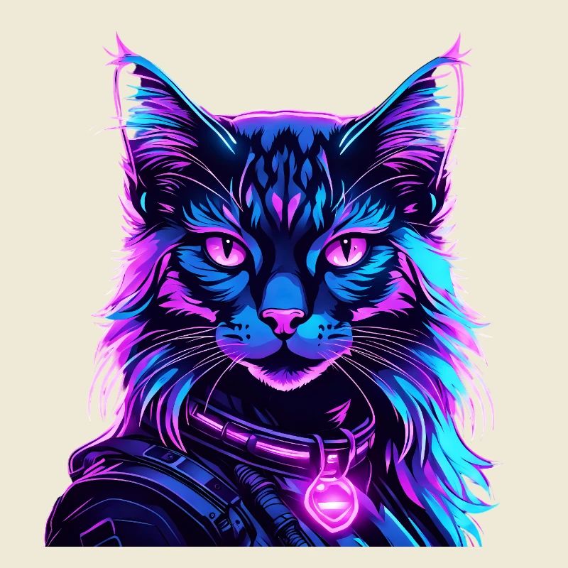 Néon Espace Chat Chat Portrait
