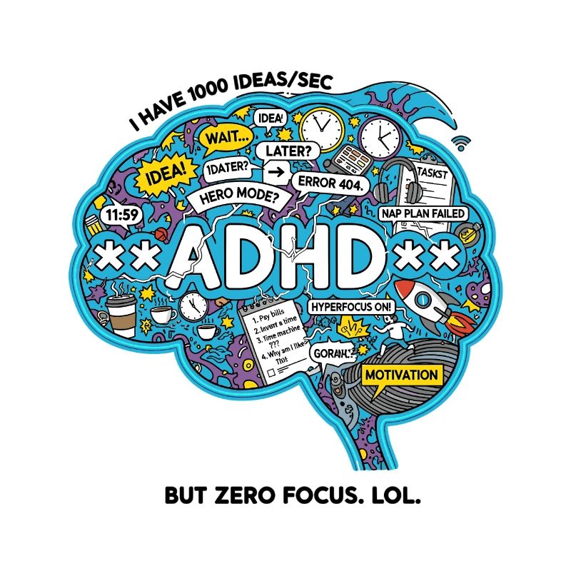 ADHD Brain Chaos Illustration