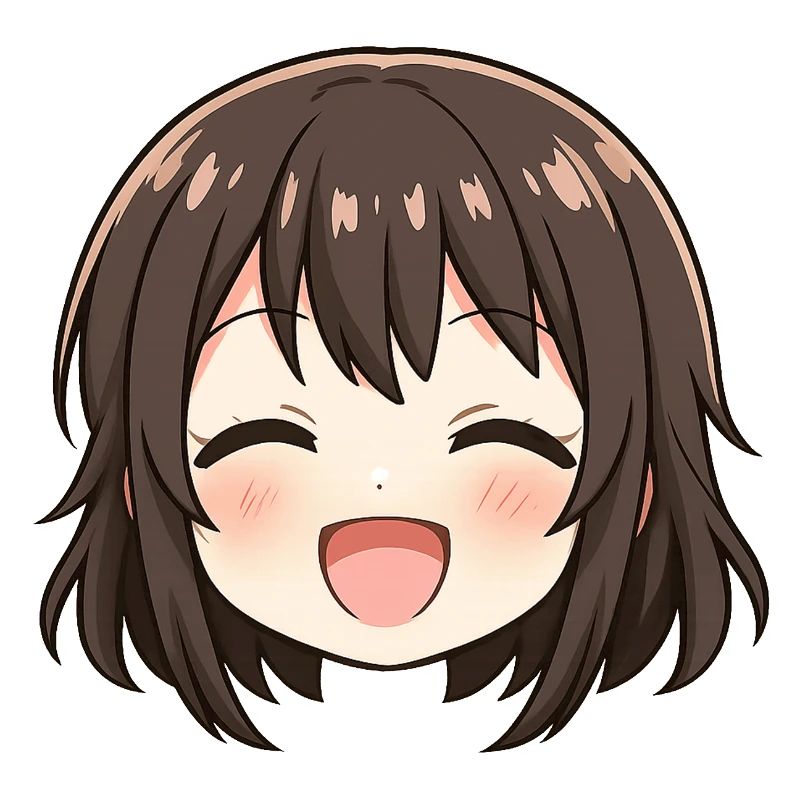Chibi Visage Sourire Brune