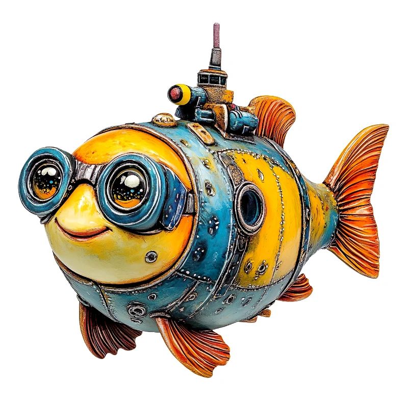 Steampunk fish with glasses