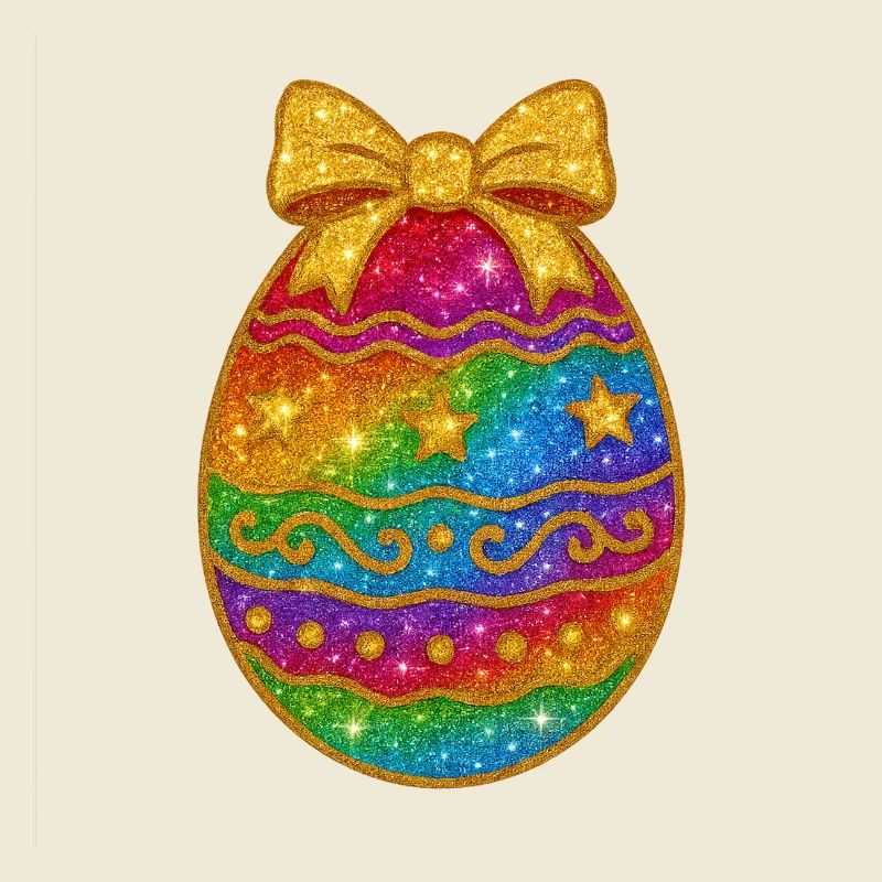 Rainbow Glitter Egg with Bow