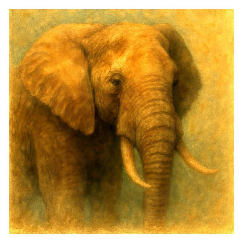 Éléphant d’or dans le style peint
