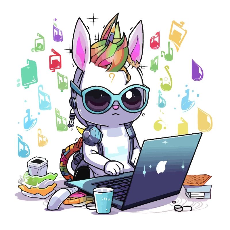Joueur technologique licorne dans un studio créatif