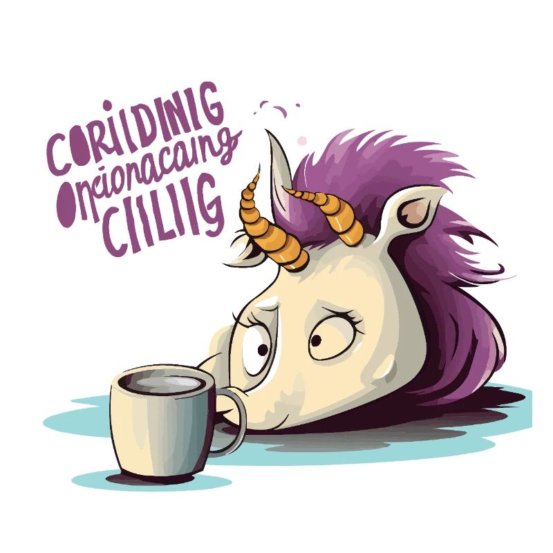 Weinendes Einhorn mit Kaffee-Motiv
