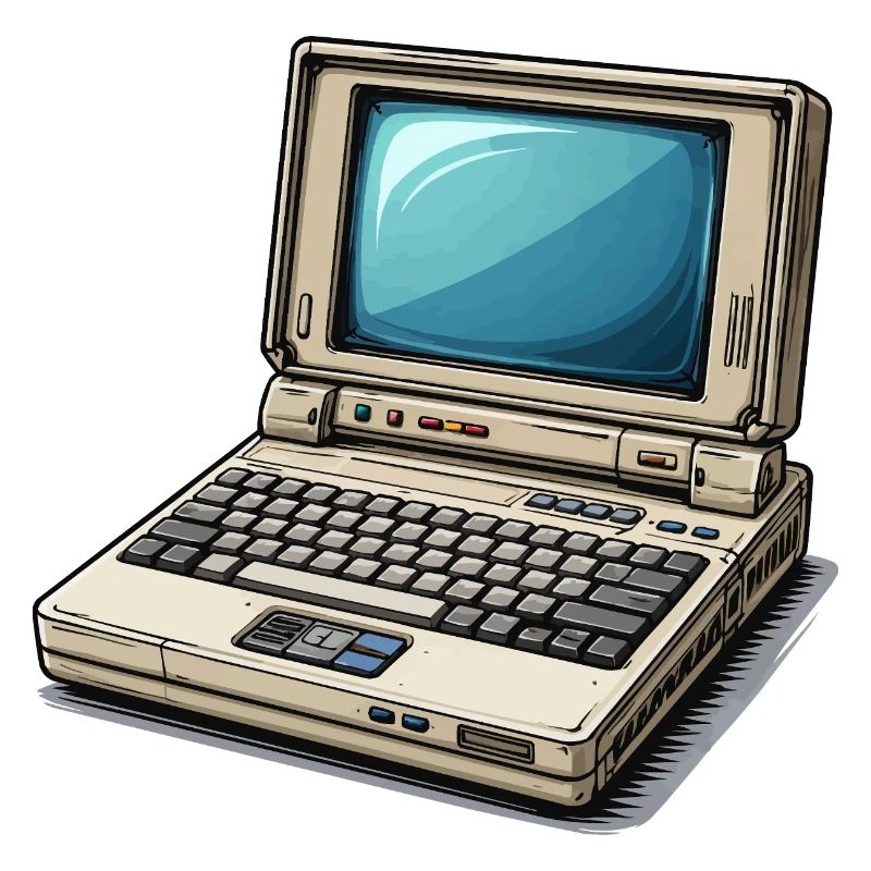 Laptop Retro Computer Vintage Style Illustration