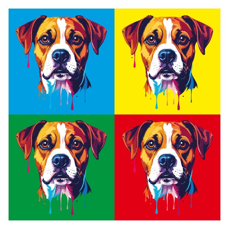 Pop-Art Hund Vierfarbig