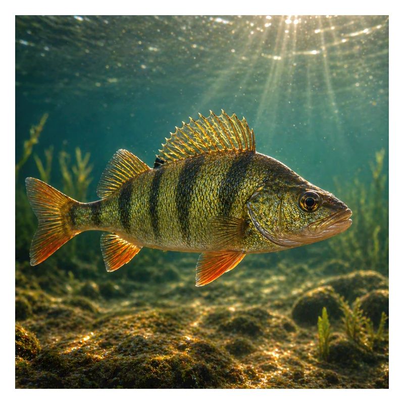 Perch in sunlight underwater